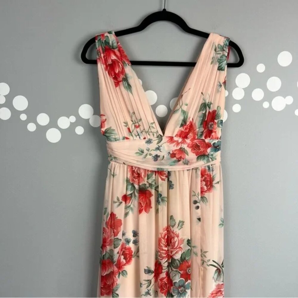 Lulu's Garden Meandering Blush Floral Print Maxi Dress S - Picture 3 of 10
